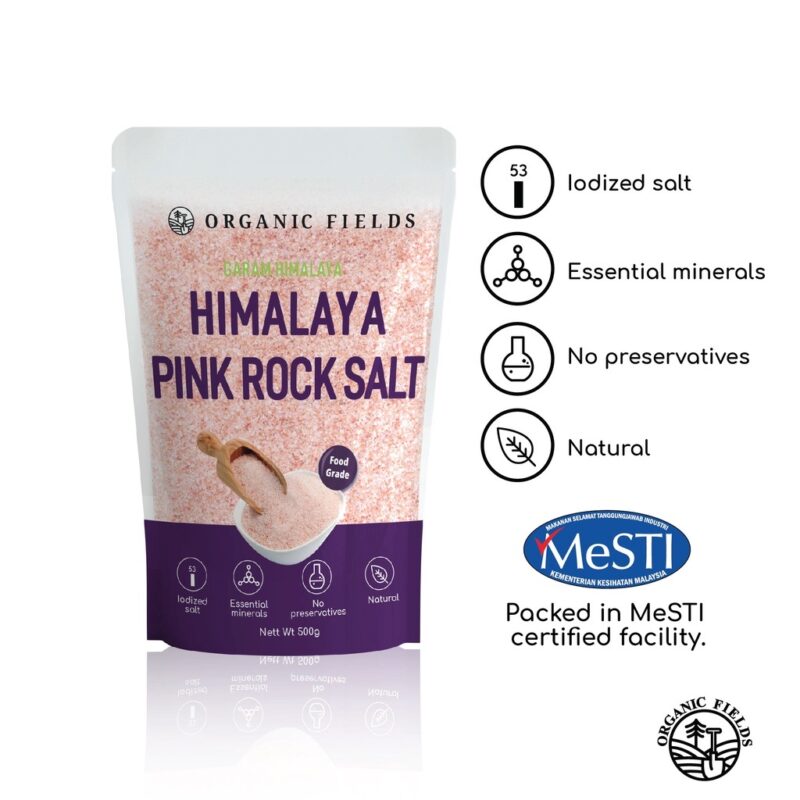 Himalaya pink rock salt fine ground (500g) (ORGANIC FIELDS)